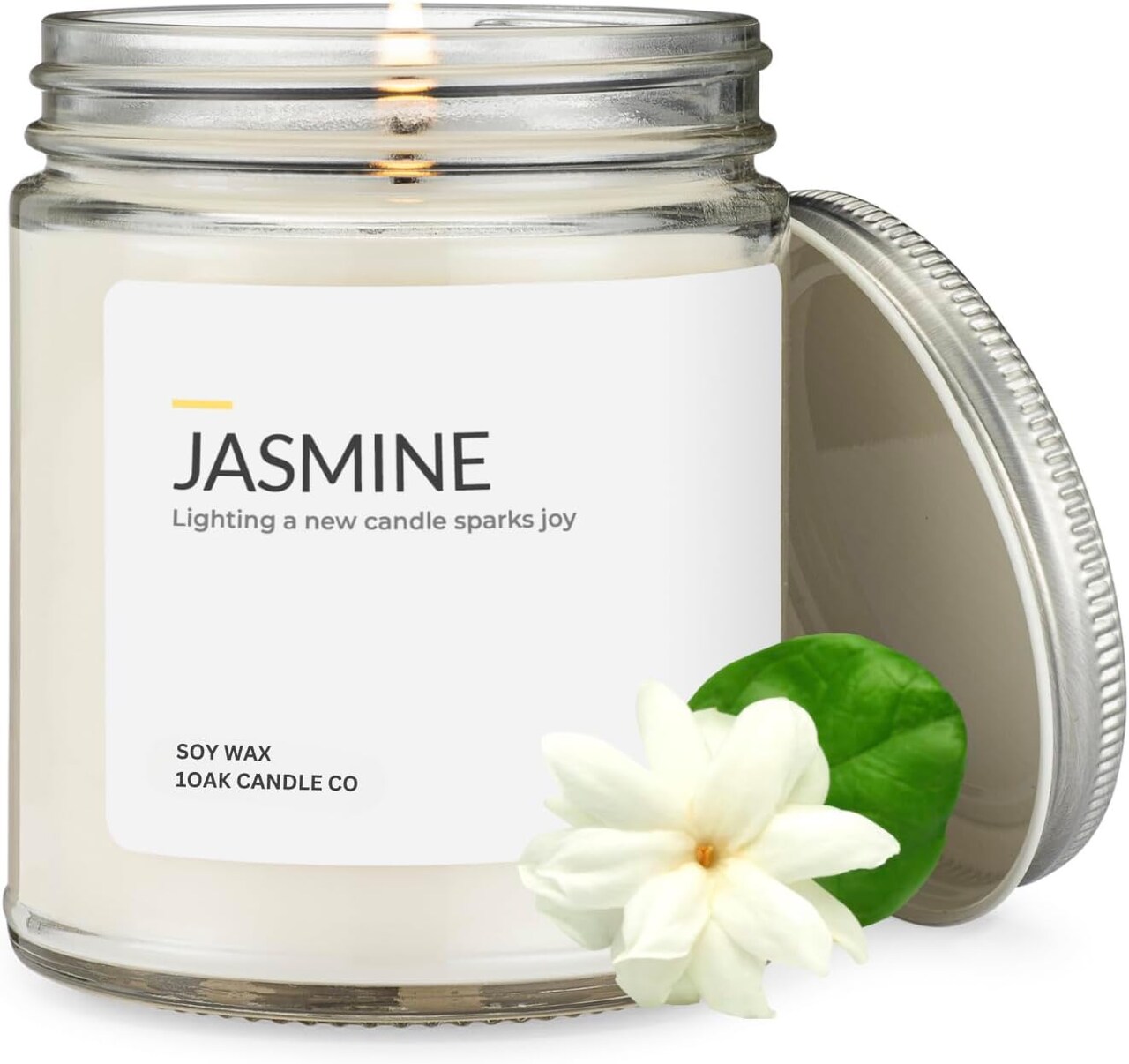 Jasmine Candle - Soy Wax Scented Candles (Jasmine) - Soy Candles for Home Scented - Long Burning Premium - Hand-Poured (7oz.)